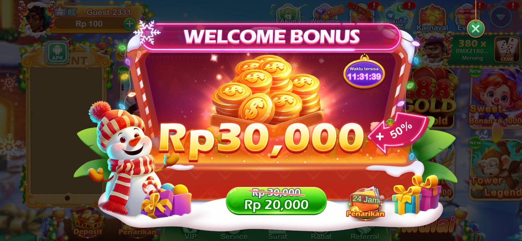 Bonus selamat datang K3K3 2 4 2853 I dengan diskon spesial untuk pengguna baru.